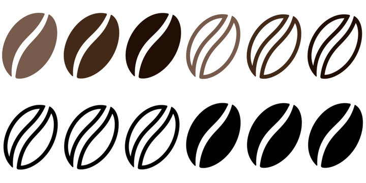 Coffee bean icons. Coffee bean icons in various styles.