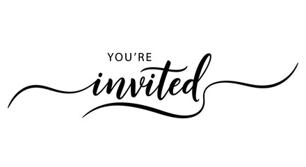 You're Invited Hand Drawn Brush Calligraphy Typography Design © Renof