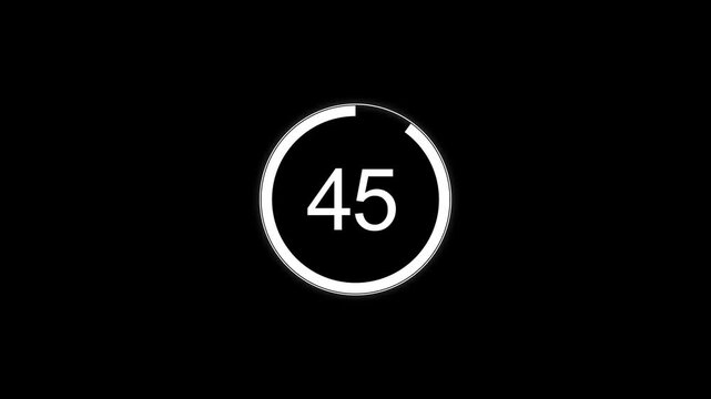 Animation video timer icon with 50 Sec. timer 50 to 0 Seconds countdown icon. motion graphic loading Clock 50 minute icon, white background 4k video animation