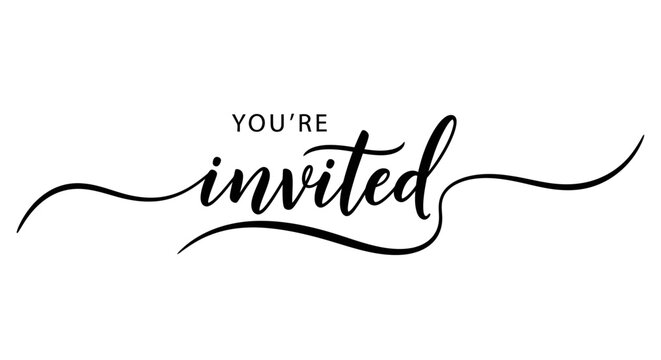 You're Invited Hand Drawn Brush Calligraphy Typography Design