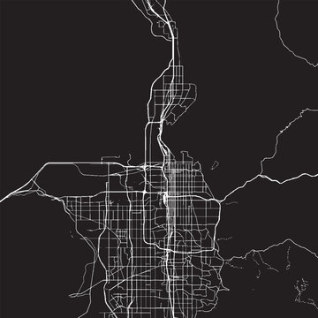 Salt Lake City Utah Vector Map, Detailed City Street Map Black and White Minimalist Line Art