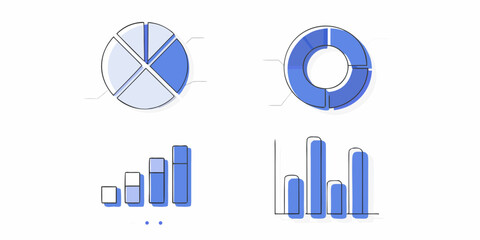 hand drawn data charts pie chart and bar graph illustrations