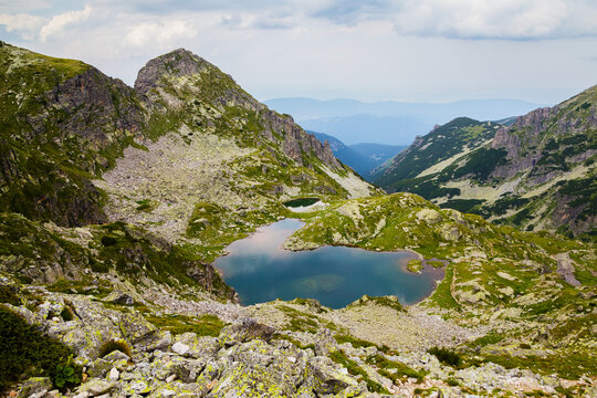 Elenino Lake beneath Malyovitsa Peak in Rila Mountain Bulgaria