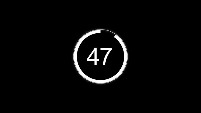 Animation video timer icon with 52 Sec. timer 52 to 0 Seconds countdown icon. motion graphic loading Clock 52 minute icon, white background 4k video animation