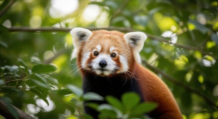 Fototapeta premium Charming red panda portrait a close up of the endangered himalayan wildlife