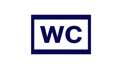Obraz premium Blue bordered square sign displaying WC letters in bold dark blue