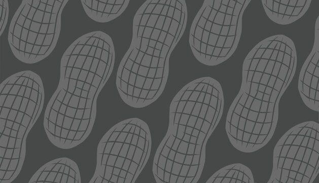 Peanut seamless pattern illustration. Groundnut shell repeat background. Natural legume texture design. Organic snack minimal style. Food wrapping surface.