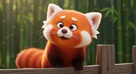 Fototapeta premium Adorable red panda portrait a close up of the charming lesser panda in a natural habitat