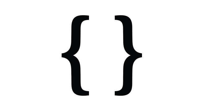 Curly brace symbol black silhouette of bracket characters on a white background high quality professional detailed modern elegant stylish clean crisp