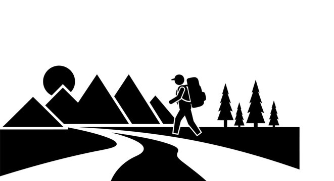 Man walking on a hiking trail.