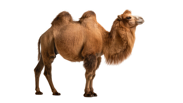 Brown Dromedary Camel Standing Profile View with Humps