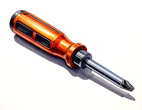 A metallic screwdriver with orange handle