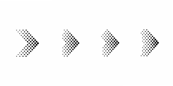 A series of four dotted arrows progressing from sparse to dense