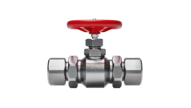Chrome Ball Valve with Red Lever Handle and Threaded Ends