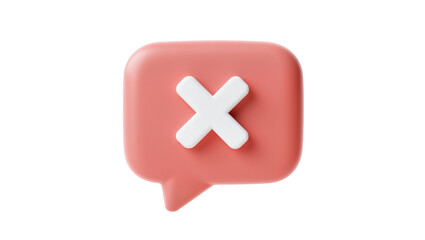Fototapeta premium Red 3D Speech Bubble with White X Mark Symbol