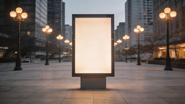 Empty billboard in urban plaza