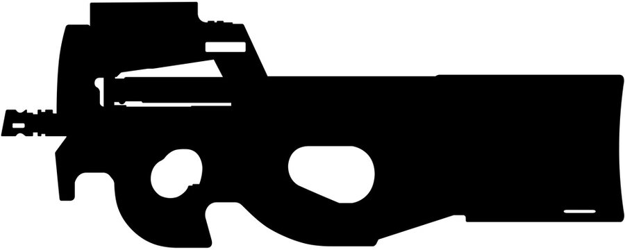 P90 submachine gun silhouette vector illustration