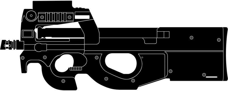 P90 submachine gun silhouette vector illustration