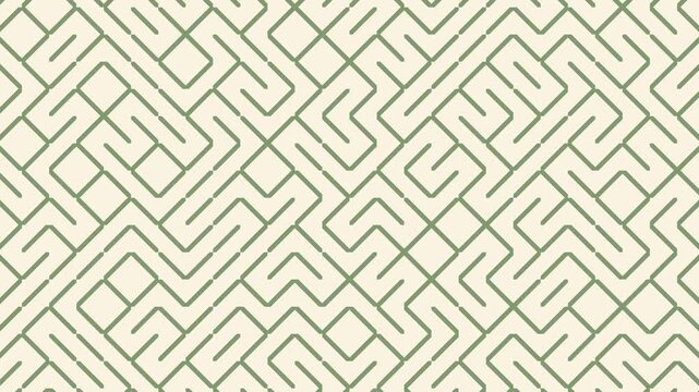 A loop animation geometric line pattern background,sage green and cream color with motion blur