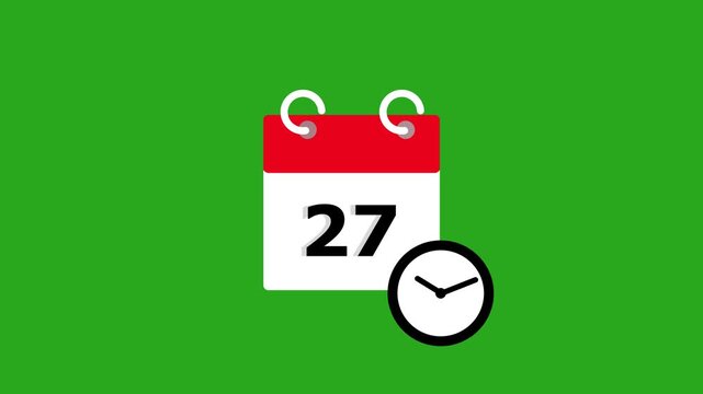 Twenty Seventh Day Agenda Planner Animation with Clock Symbol