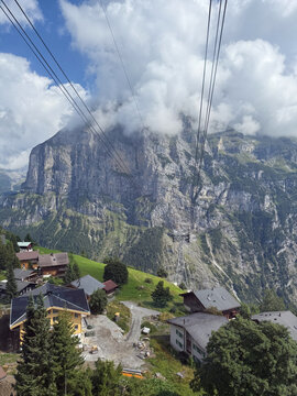 Views from Schilthorn cable car, one of the steepest in the world, Switzerland