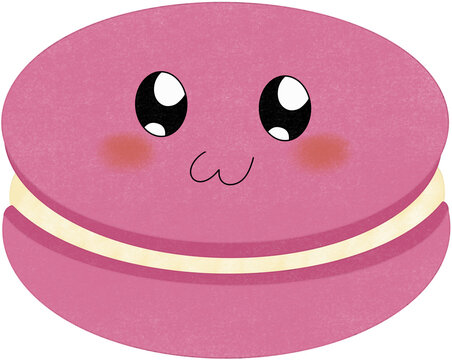 pink macaron character