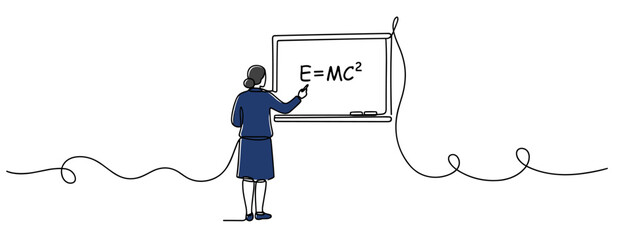 Fototapeta premium Teacher writing equation on whiteboard in classroom setting. no editable strokes