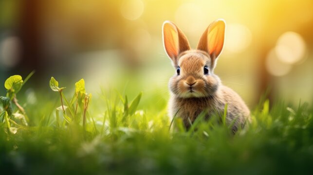 cute animal pet rabbit or bunny smiling and laughing isolated with copy space for easter background, rabbit, animal, pet, cute, fur, ear, mammal, background, celebration, generate by AI