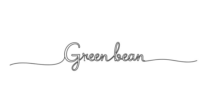 Minimalist green bean text design with simple line art style. No editable strokes