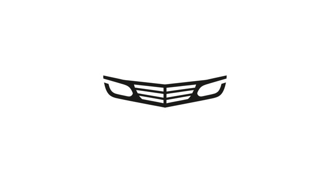 Car Front Grille and Headlights Closeup.