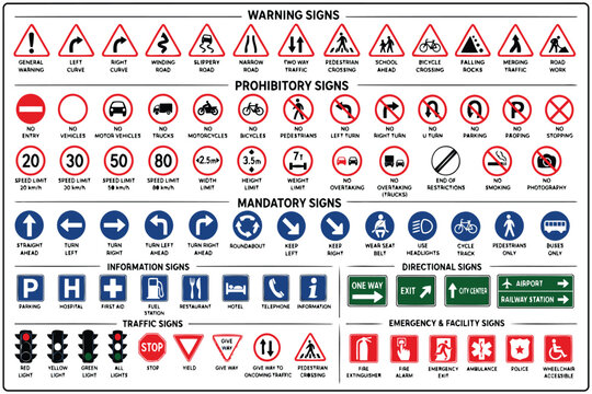 Comprehensive collection of road traffic signs and symbols Vector