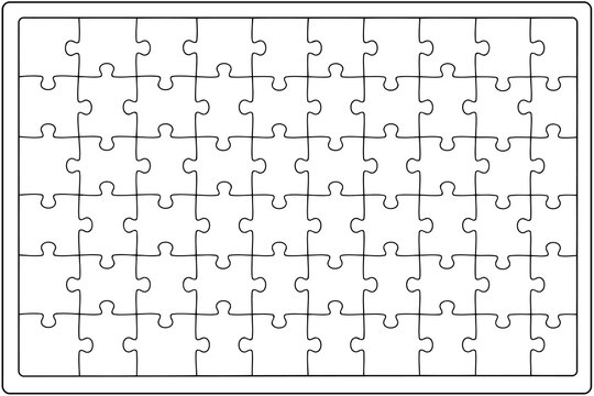 Jigsaw puzzle pieces arranged in grid pattern ready for assembly Vector