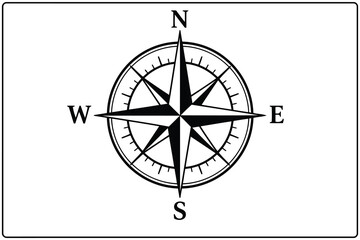 Vintage-style compass rose with north south east west directions Vector © belal