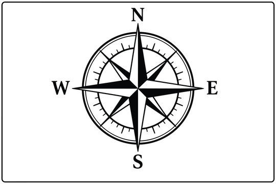 Vintage-style compass rose with north south east west directions Vector