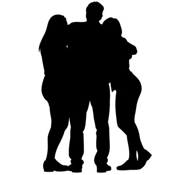 Friends meeting again and hugging silhouette