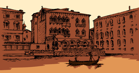 Vector drawing. Venice city panorama © Marina