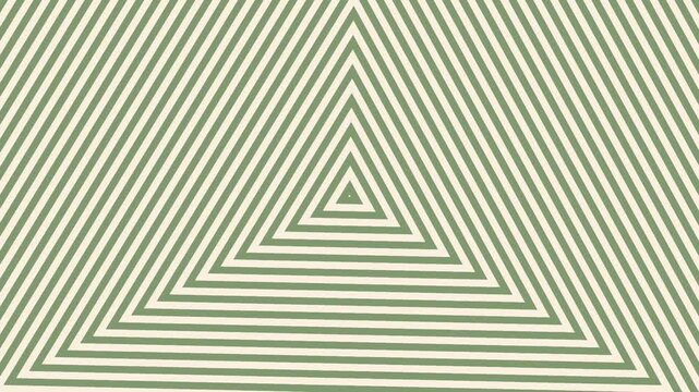 A loop animation hypnotic triangle pattern background,sage green and cream color with motion blur