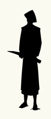 Obraz premium Vector drawing. The warrior is dressed in traditional Asian clothing
