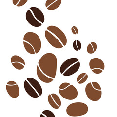 Obraz premium Scattered Coffee Beans - Isolated Brown Arabica Beans on White Background