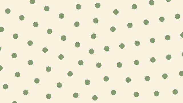 A loop animation polka dot pattern background,sage green and cream color with motion blur