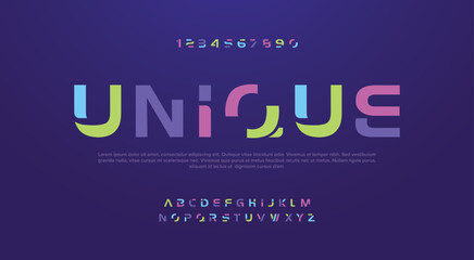 Colorful letters and numbers font set. Colored alphabet, typography modern color design concept. vector illustration © Creation
