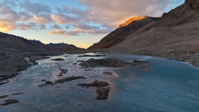 Aerial View of Cheilon Glacier in the Val des Dix, Valais, Switzerland