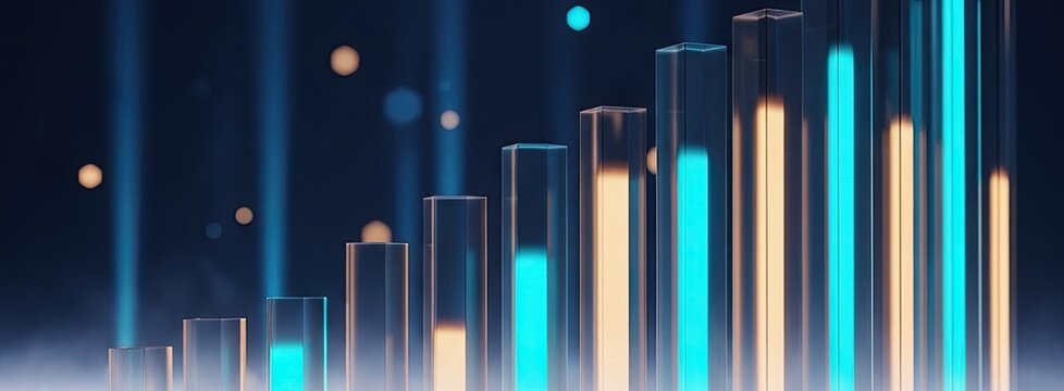 Experience the fusion of data and light in this futuristic visualization of financial growth.