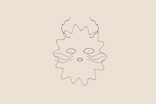 High resolution abstract cat portrait generated with harmonic wave functions and particle distributions. Elegant and artistic composition with fluid motion and organic shapes. Ideal for creative backg