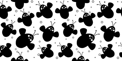 Fototapeta premium Bee silhouette seamless pattern on white background