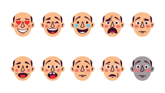 Expressing the Spectrum of Emotions: An illustrated set of diverse facial expressions, vividly portraying the multifaceted nature of human feelings.