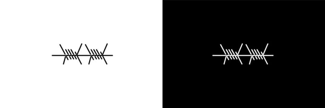 barbed outline icons in army and milatry category. White and Black style linear barbed icon