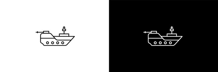 warship outline icons in army and milatry category. White and Black style linear warship icon © Design_Farm