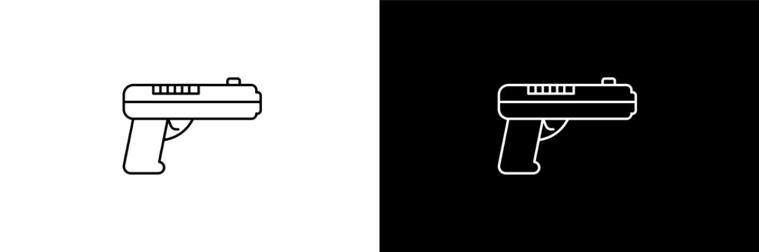 glock outline icons in army and milatry category. White and Black style linear glock icon