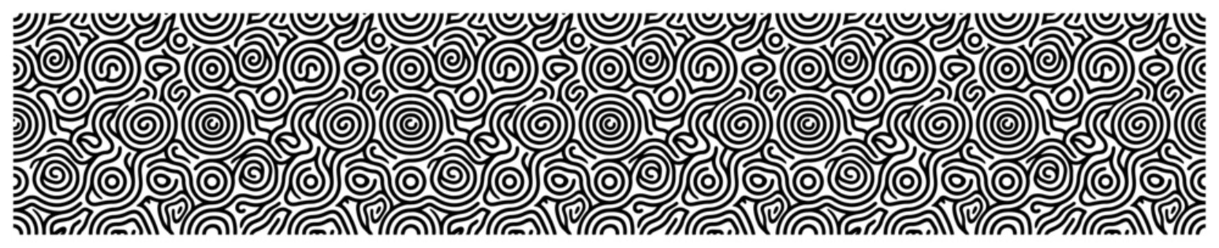Swirl pattern border with organic maze lines in hand drawn doodle style